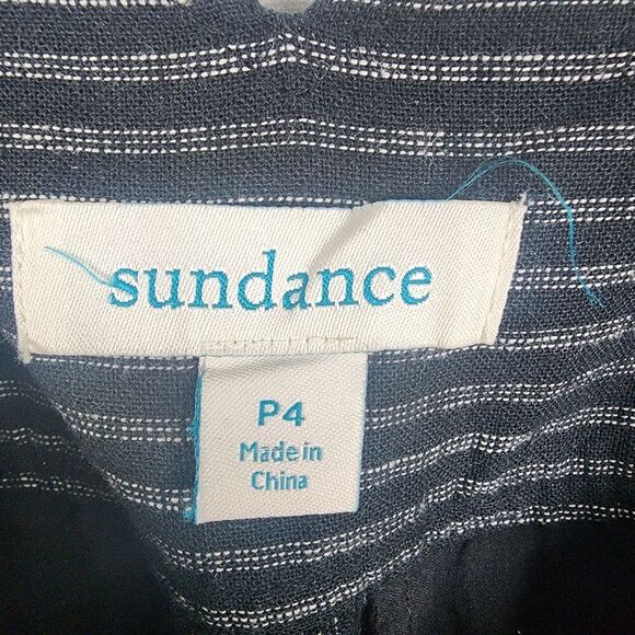 Sundance amelia pinstripe linen blend pleated trouser pants black white size P4 - Picture 6 of 7